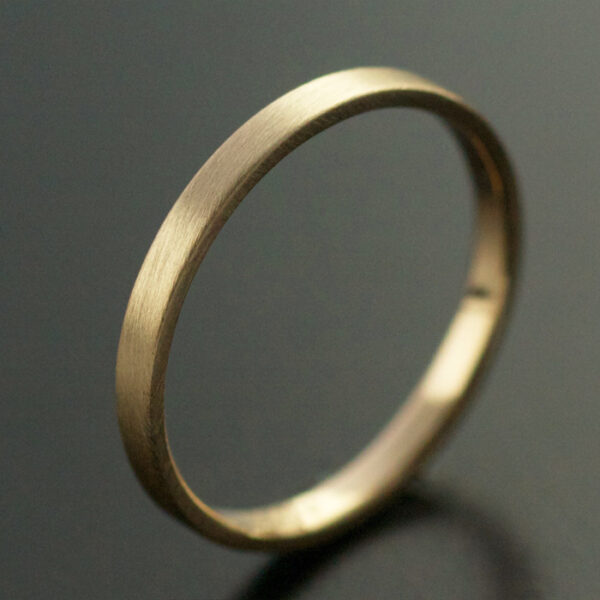 2mm yellow gold wedding ring with matte finish