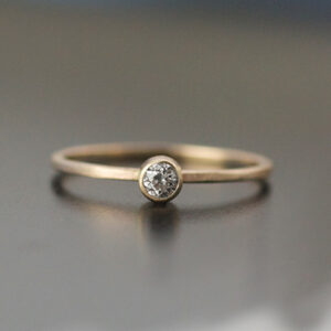 2mm white diamond ring in 14k yellow gold engagement