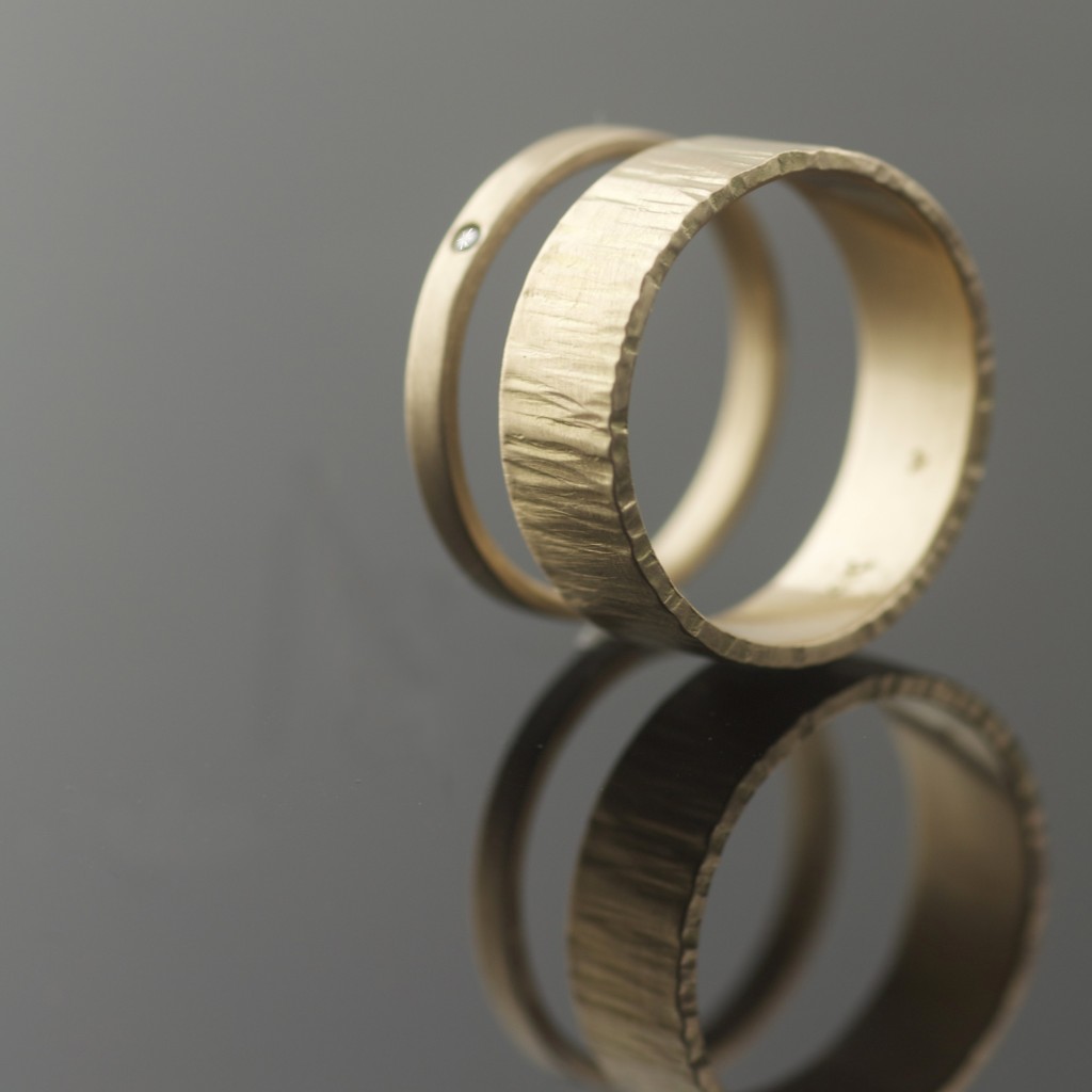 hammered gold wedding rings recycled