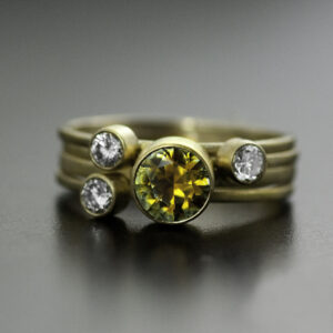 bi color montana sapphire custom ring