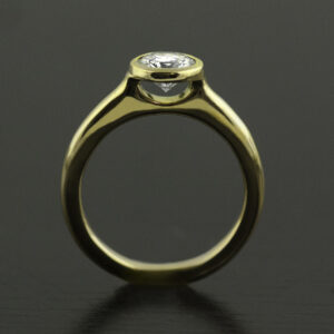 custom floating diamond ring bezel set 18k gold